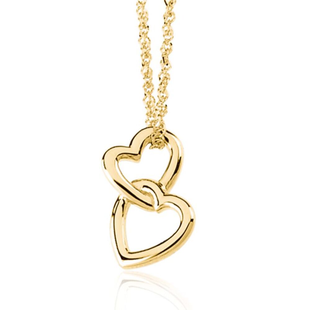 14k Yellow Gold Double Heart Pendant